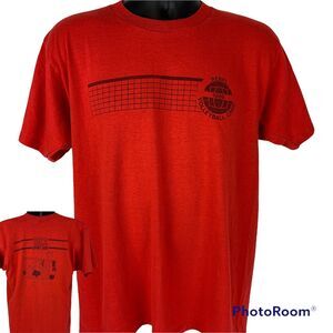 Vintage 80s Rebel Volleyball Camp T Shirt Rice Sport Shop USA Made Red L Large